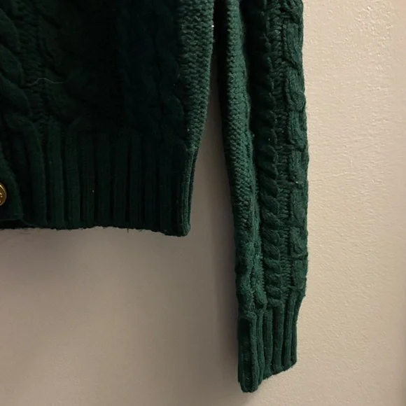 J. Crew Dark Green Cable Knit Cardigan - Picture 4 of 5